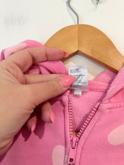 Anko Kids Heart Print Zip Hoodie - Pink - Size 6