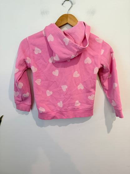 Anko Kids Heart Print Zip Hoodie - Pink - Size 6