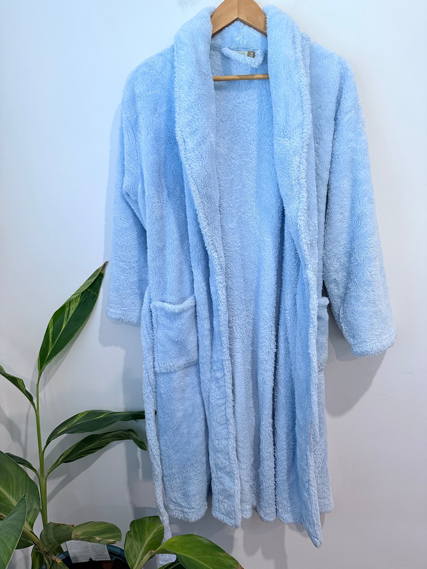 Maya Fluffy Fleece Robe - Baby Blue - Size M