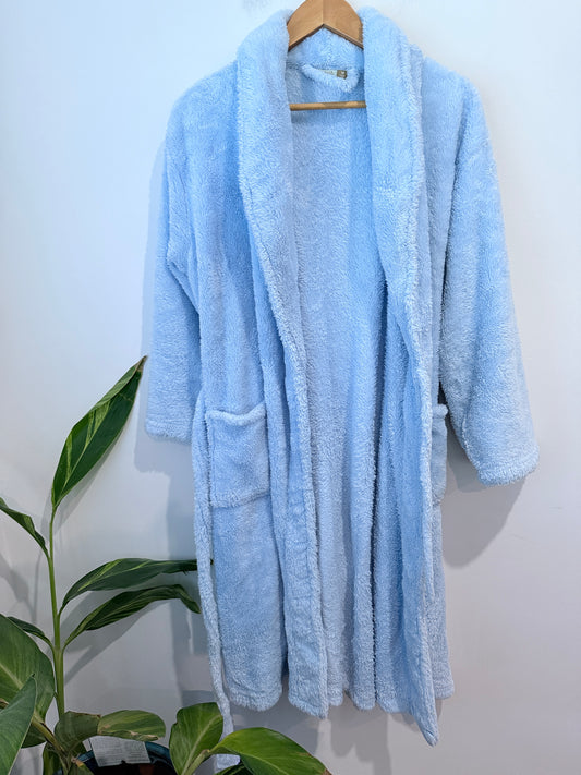 Maya Fluffy Fleece Robe - Baby Blue - Size M