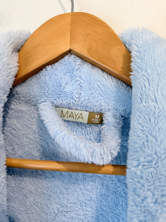 Maya Fluffy Fleece Robe - Baby Blue - Size M