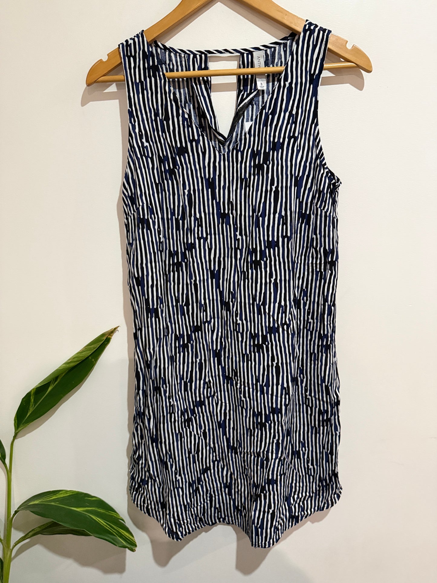 Anthem Navy Stripe Shift Dress - Size 8