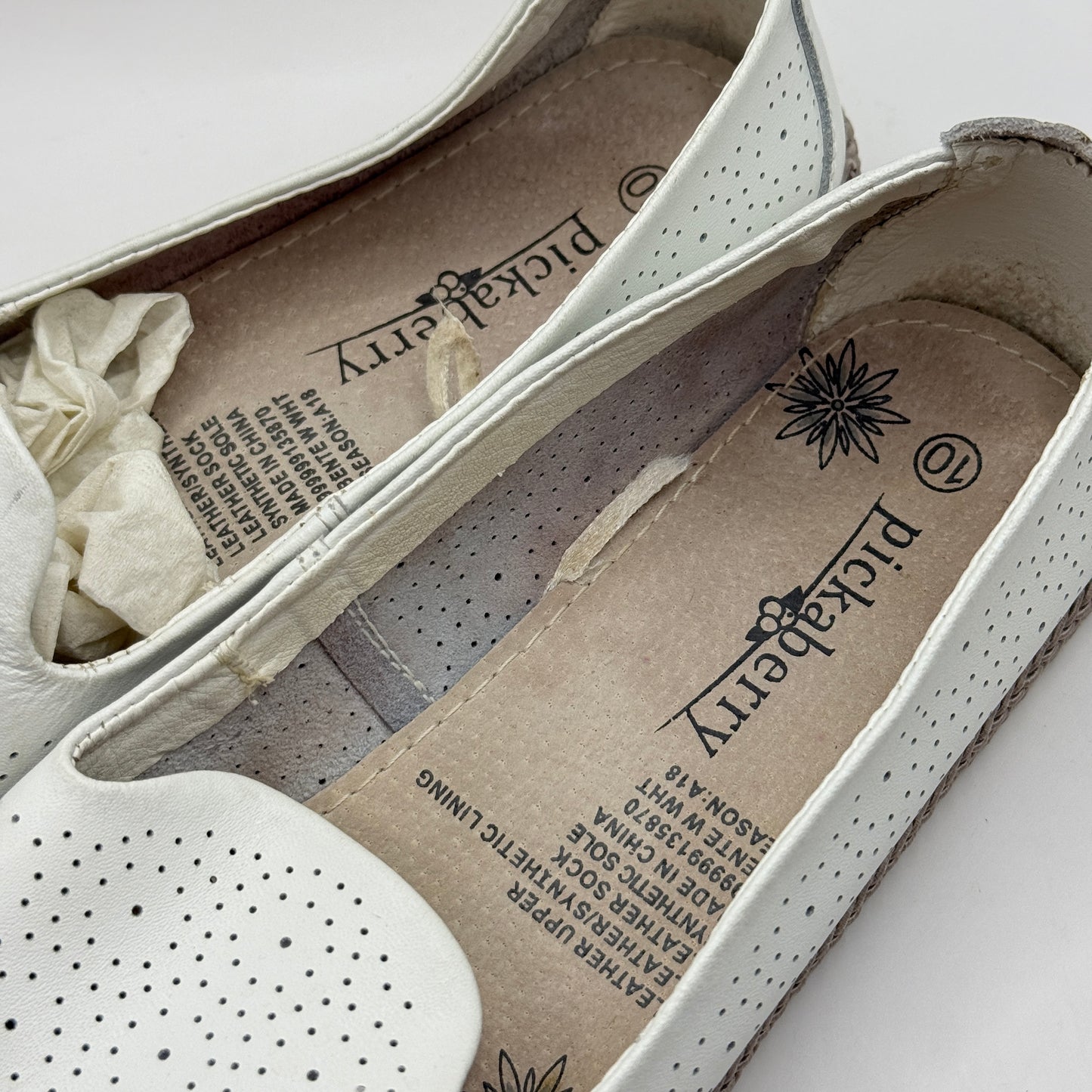 Pickaberry White Perforated Slip-On Loafers (Size 10)