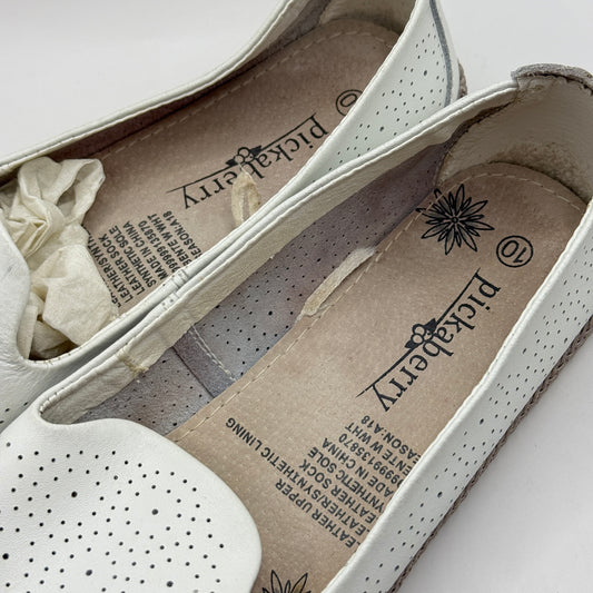 Pickaberry White Perforated Slip-On Loafers (Size 10)