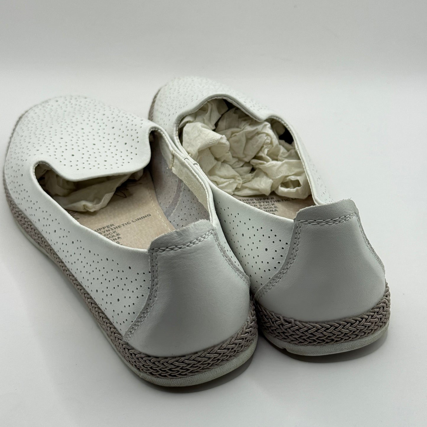 Pickaberry White Perforated Slip-On Loafers (Size 10)