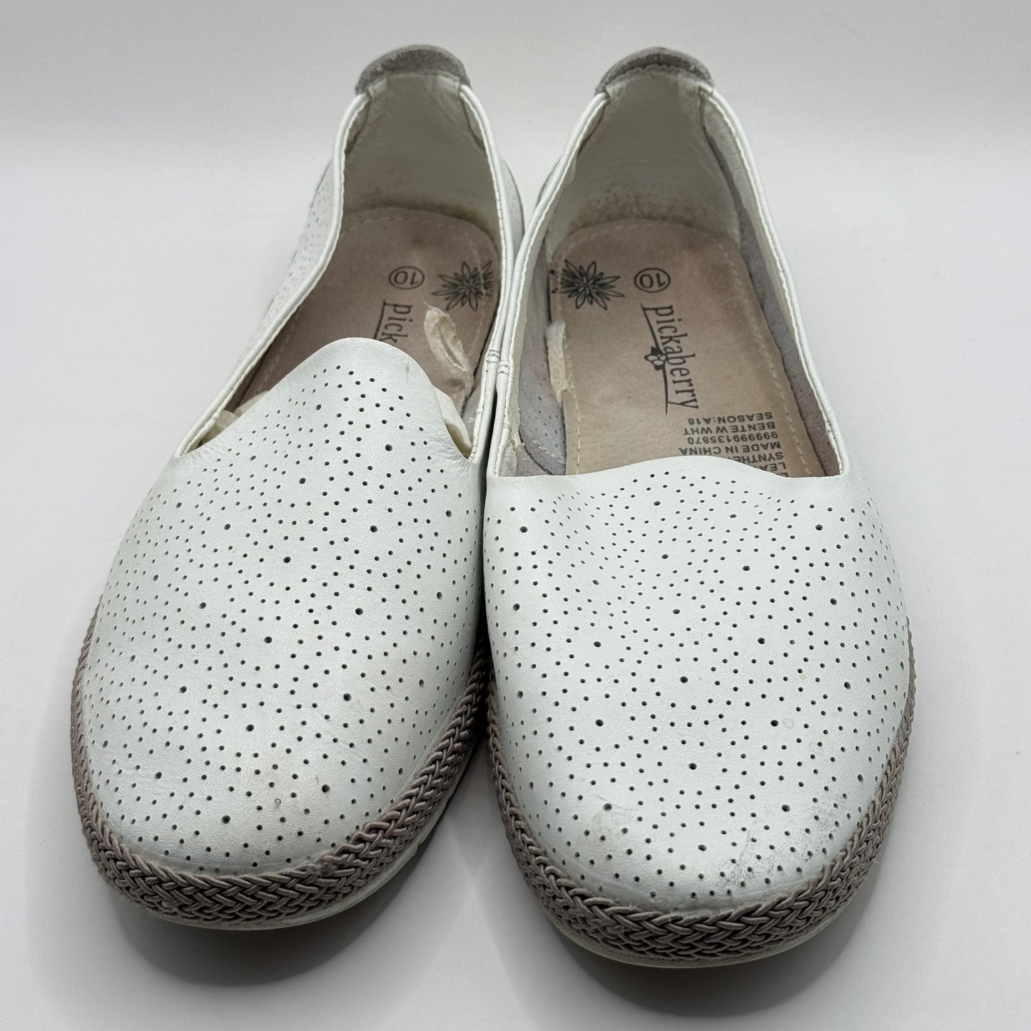 Pickaberry White Perforated Slip-On Loafers (Size 10)
