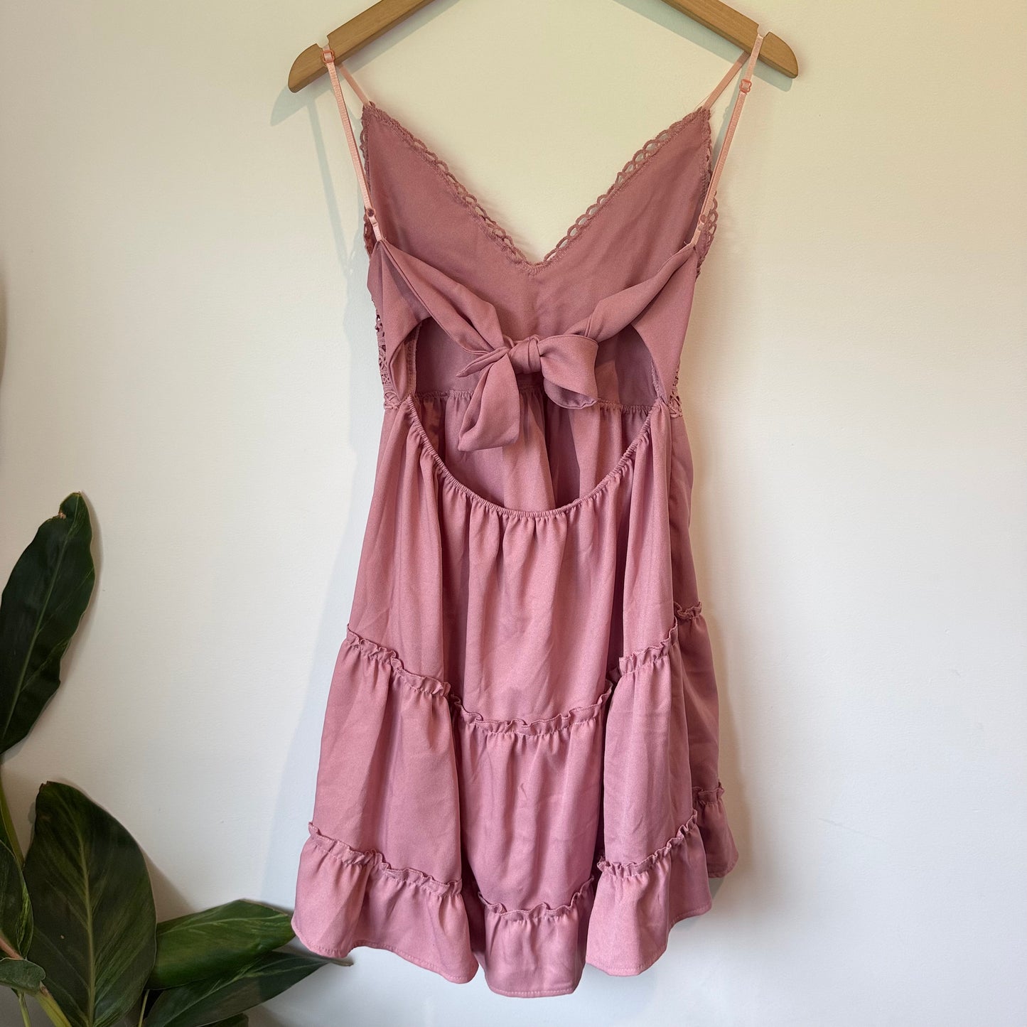 Pink Lace Bodice Tiered Mini Dress - Size XL (12-14 fit)