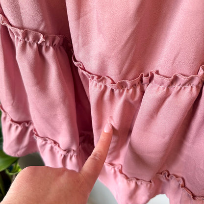 Pink Lace Bodice Tiered Mini Dress - Size XL (12-14 fit)