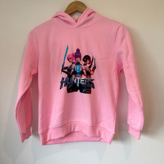 Pink K-Pop Demon Hunters Like Theme Graphic Hoodie - Size 7-9y