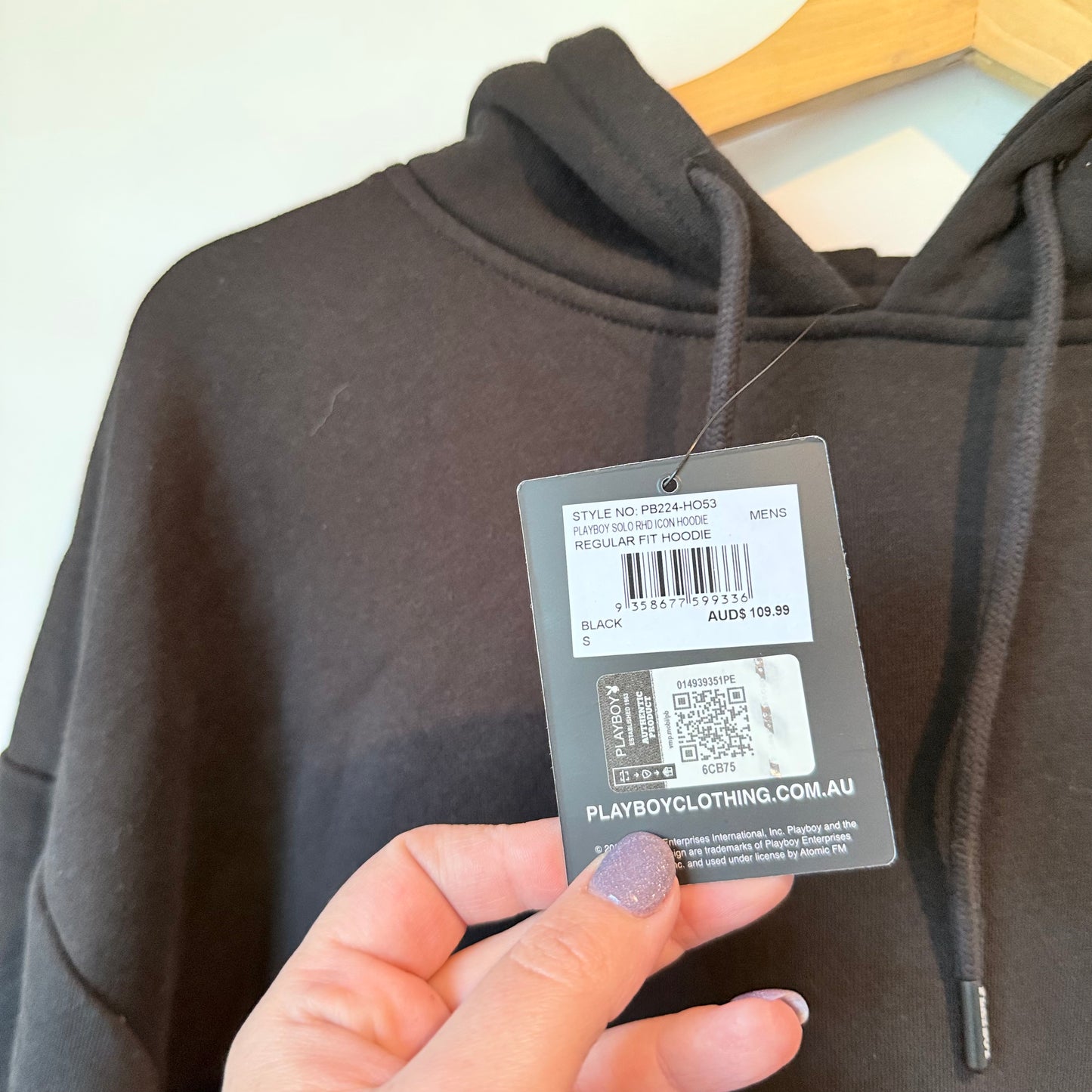 Playboy Regular Fit Hoodie Black - Size S