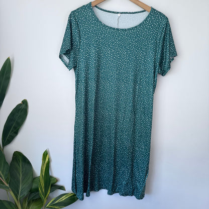 Polka Dot T-Shirt Dress Green - Size L