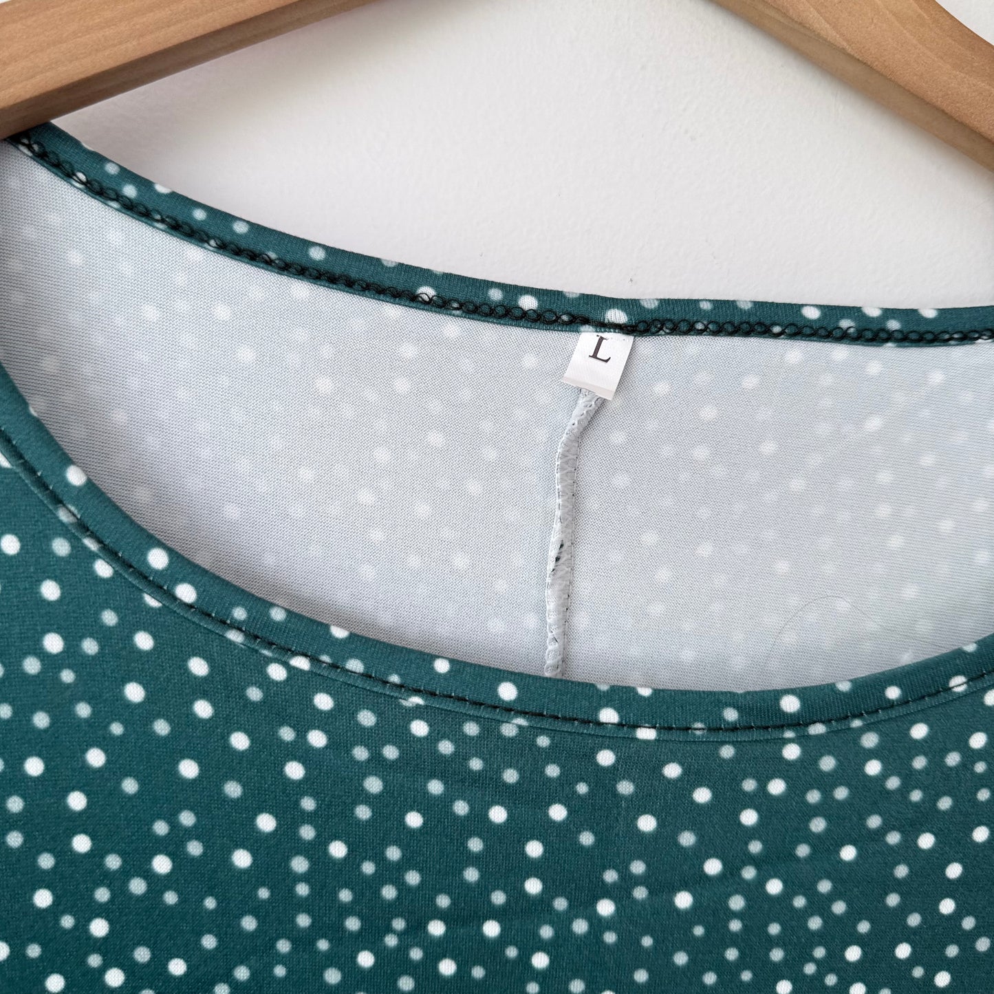 Polka Dot T-Shirt Dress Green - Size L