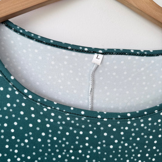 Polka Dot T-Shirt Dress Green - Size L