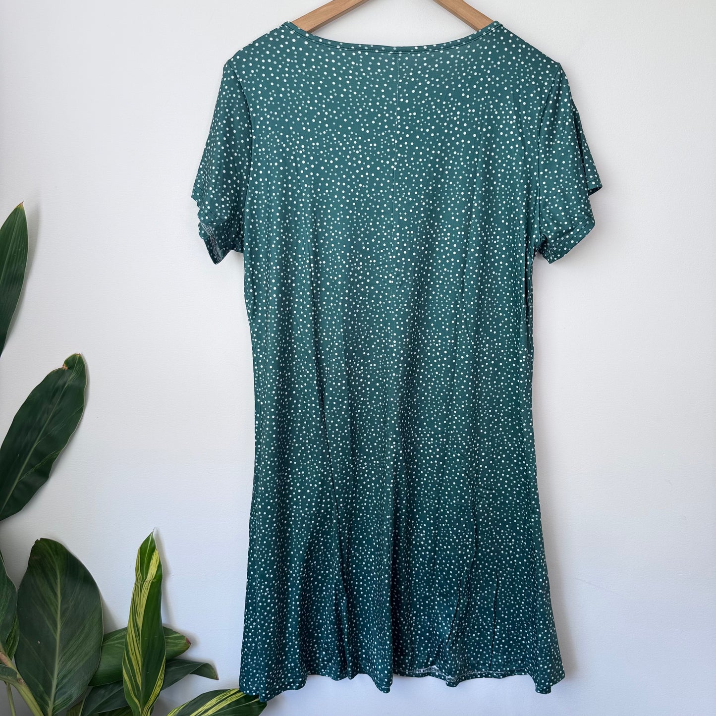 Polka Dot T-Shirt Dress Green - Size L