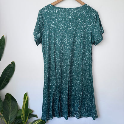 Polka Dot T-Shirt Dress Green - Size L