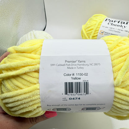 Premier Parfait Chunky Yarn Bundle Cream & Yellow 4 Skeins x 100g