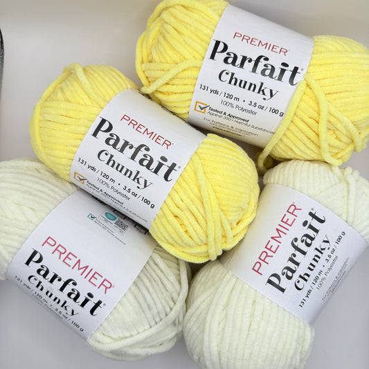 Premier Parfait Chunky Yarn Bundle Cream & Yellow 4 Skeins x 100g