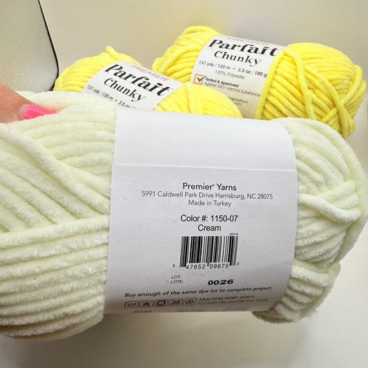 Premier Parfait Chunky Yarn Bundle Cream & Yellow 4 Skeins x 100g