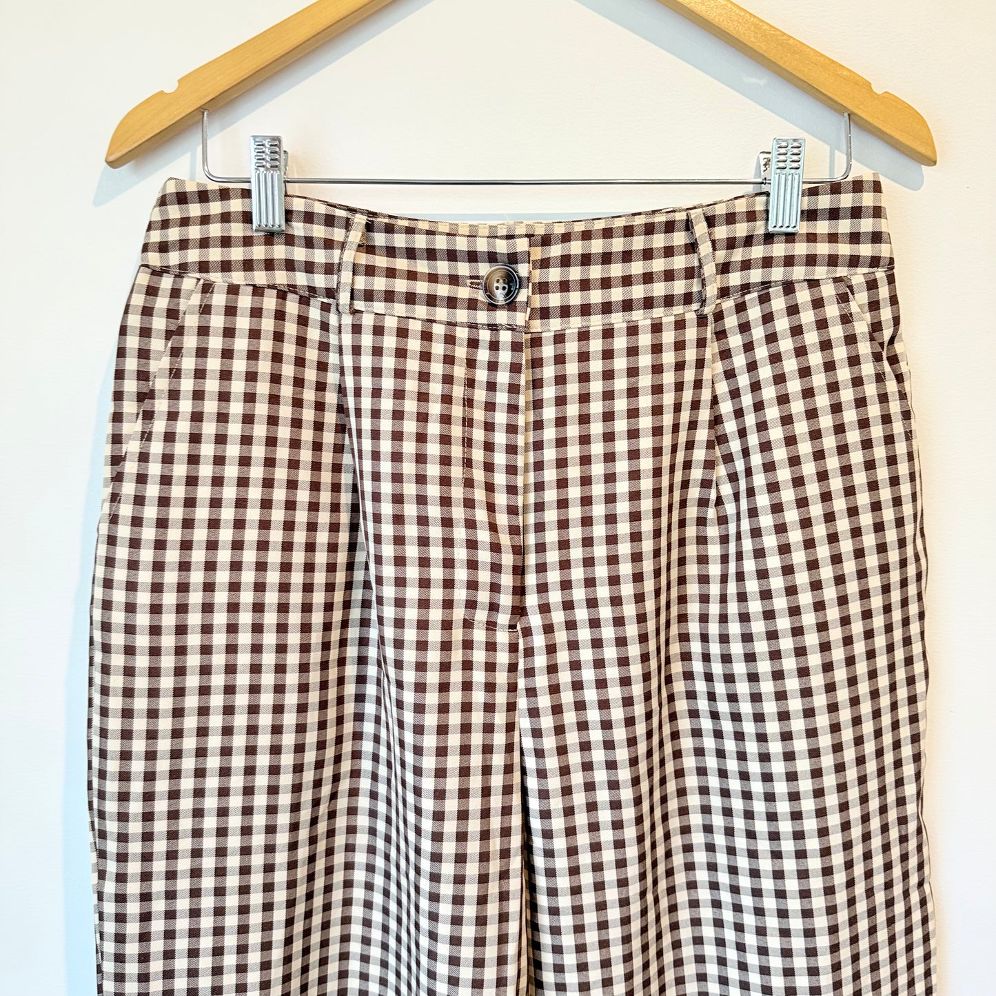 PrettyLittleThing High Waisted Trousers in Gingham - Size 8