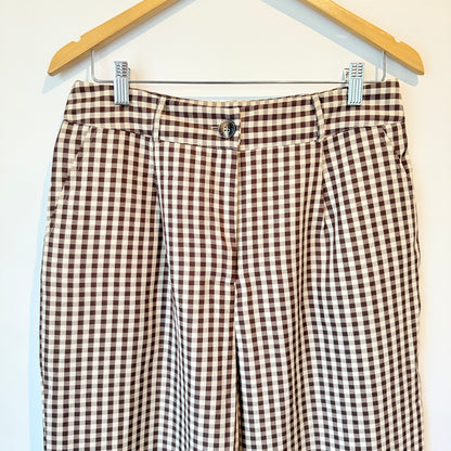 PrettyLittleThing High Waisted Trousers in Gingham - Size 8