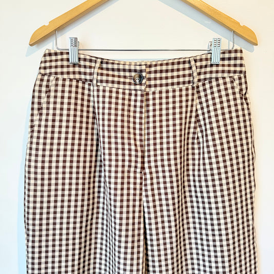 PrettyLittleThing High Waisted Trousers in Gingham - Size 8