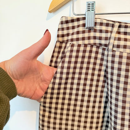 PrettyLittleThing High Waisted Trousers in Gingham - Size 8