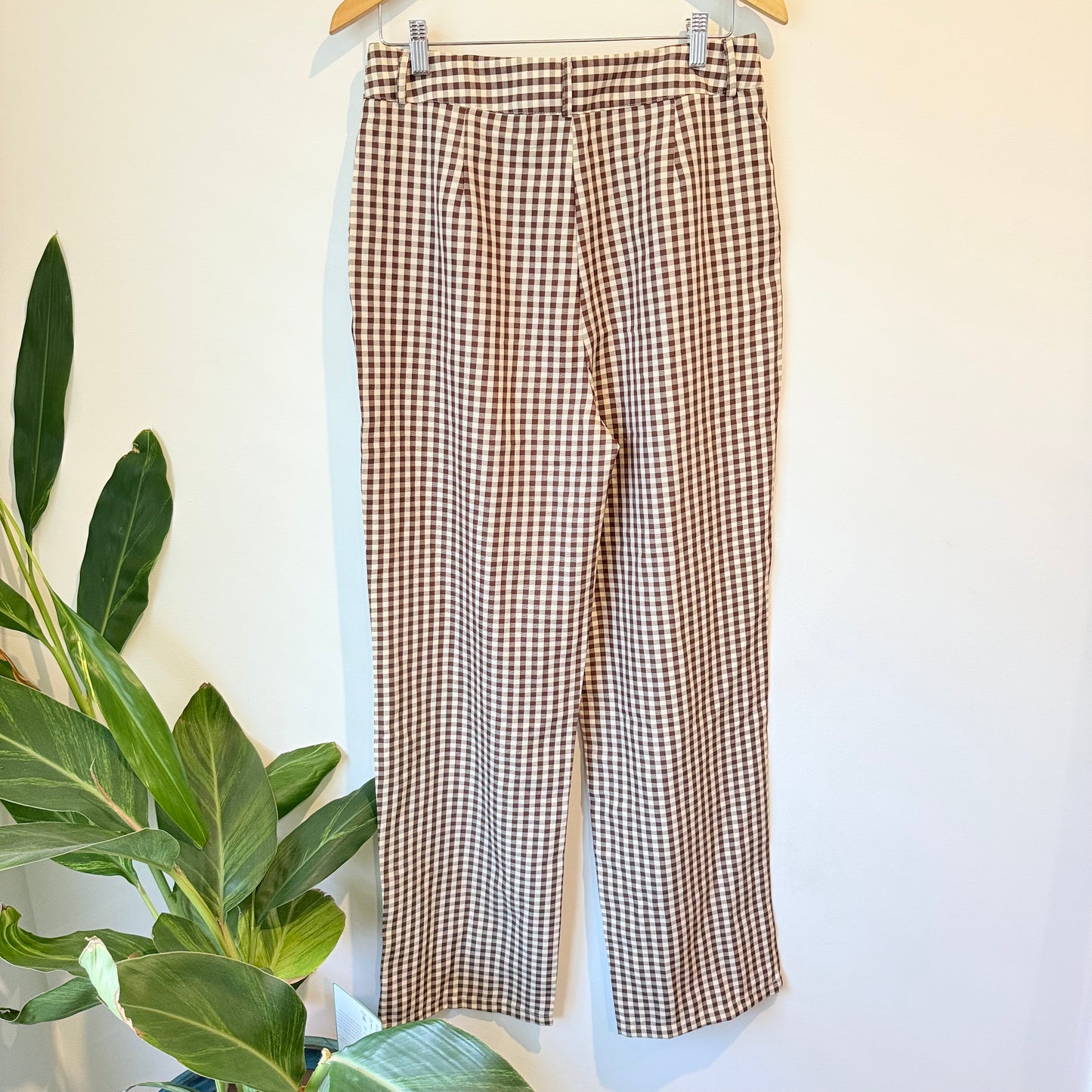 PrettyLittleThing High Waisted Trousers in Gingham - Size 8
