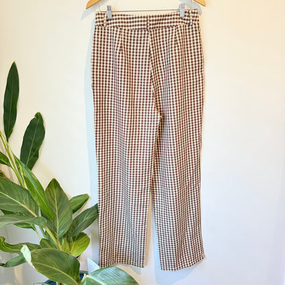 PrettyLittleThing High Waisted Trousers in Gingham - Size 8