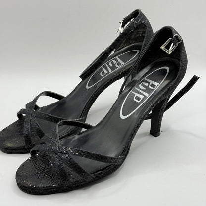 Pulp Black Glitter Ankle Strap Heels - Size 8