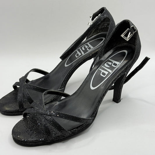 Pulp Black Glitter Ankle Strap Heels - Size 8
