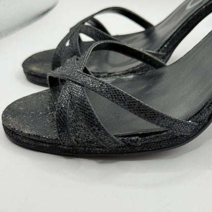 Pulp Black Glitter Ankle Strap Heels - Size 8