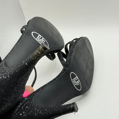 Pulp Black Glitter Ankle Strap Heels - Size 8