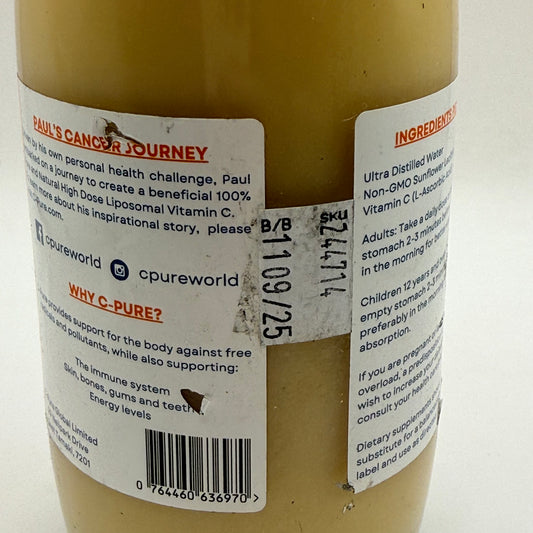 Pure Liposomal Double Strength Vitamin C 750ml (Short Date)