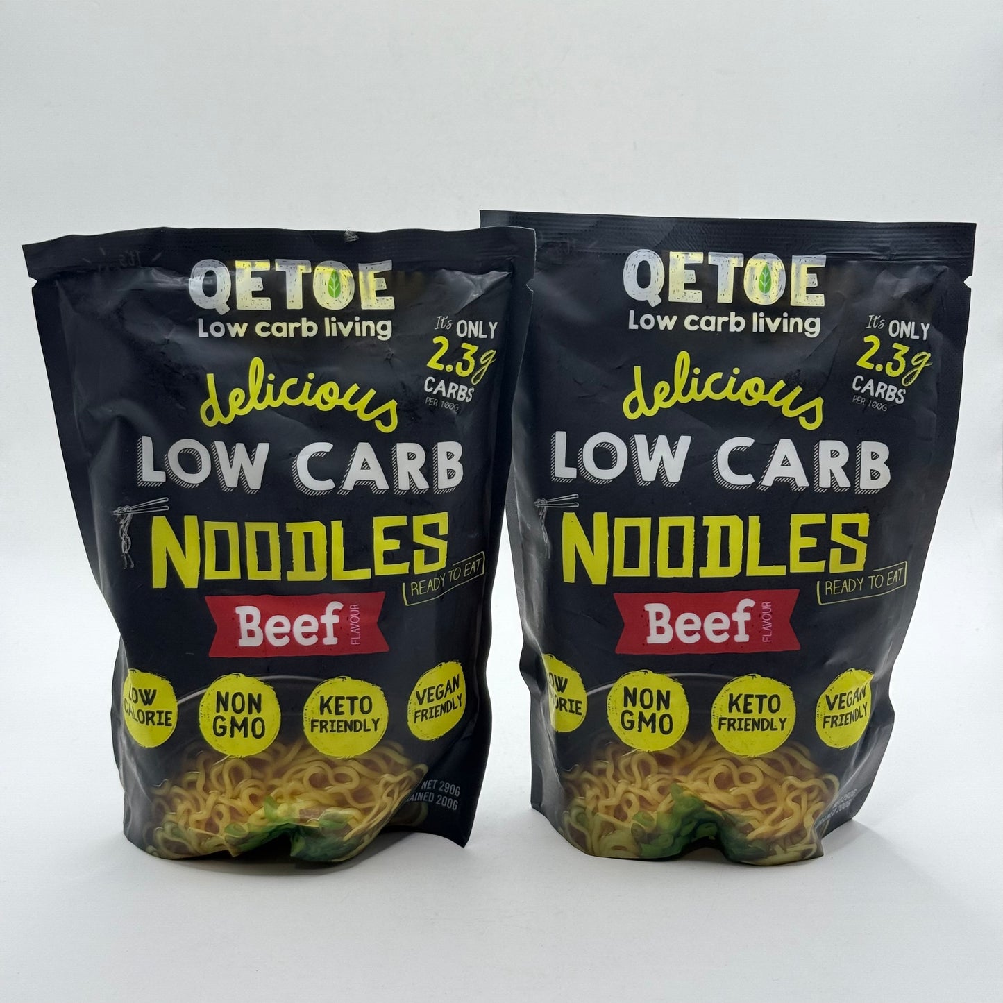 2x QETOE Delicious Low Carb Noodles — Beef Flavour 290 g