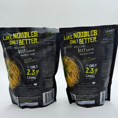 2x QETOE Delicious Low Carb Noodles — Beef Flavour 290 g