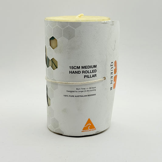 Queen b 15cm medium hand-rolled beeswax pillar candle - candles home&living materials