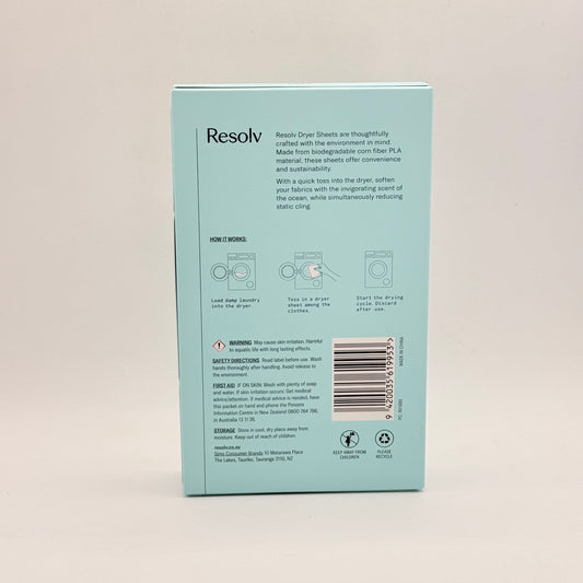 Resolv Laundry Dryer Sheets (40 Sheets) - Fresh Ocean Scent