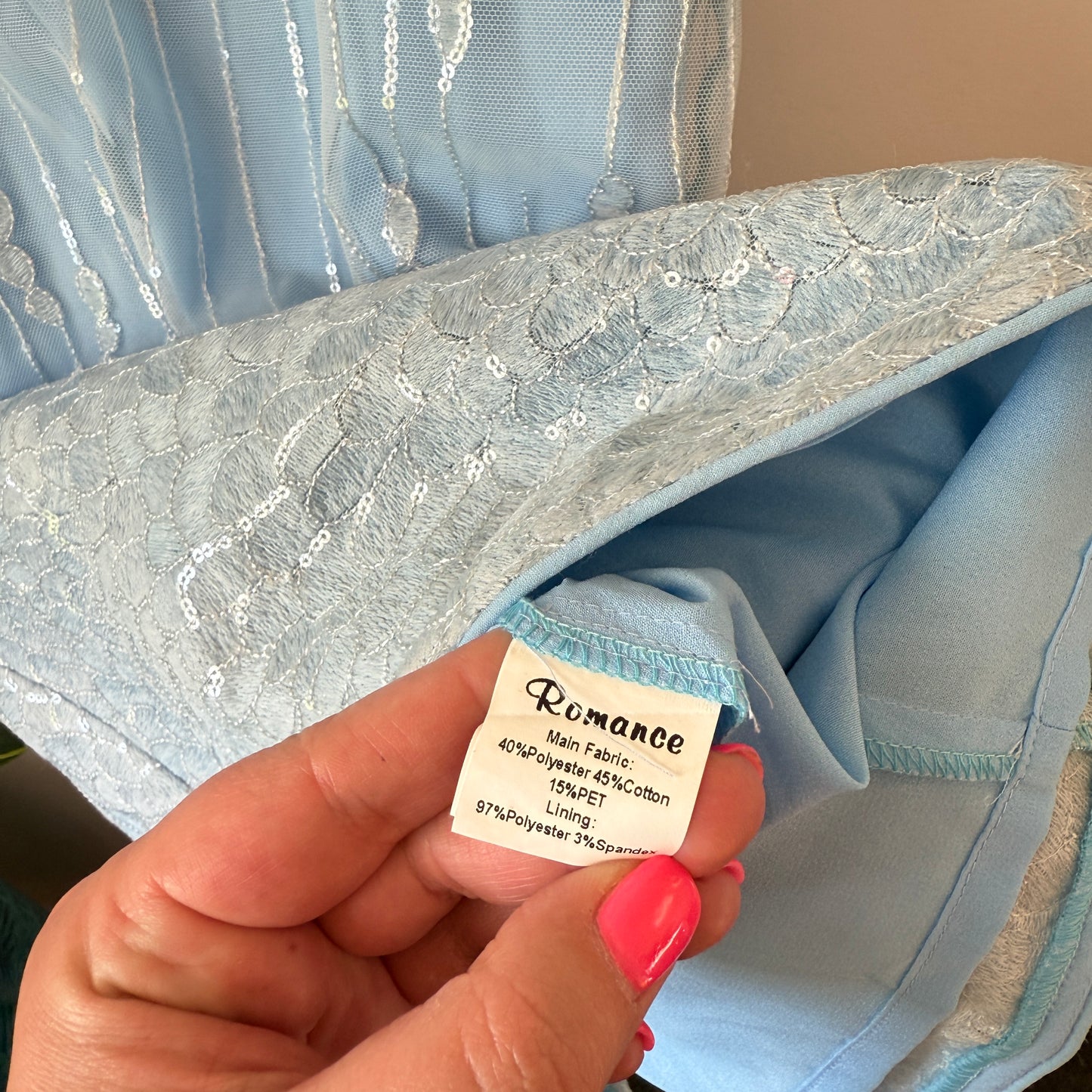 Romance by Honey & Beau Powder Blue Sequin Dress (Size 10)