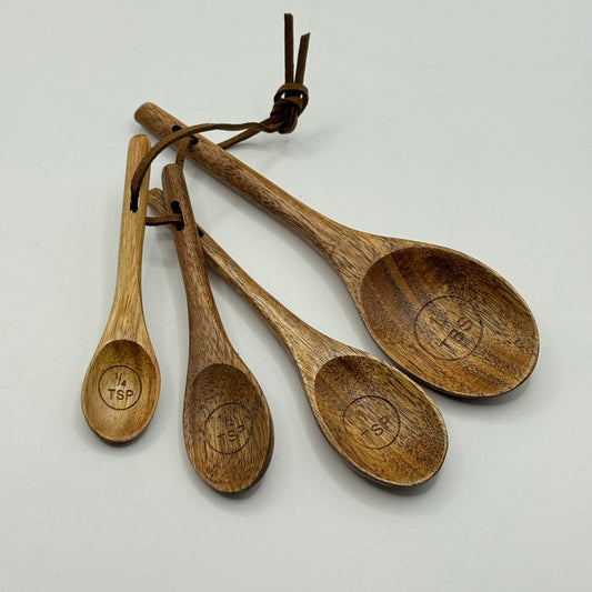 Set of 4 rustic wooden measuring spoon - measuring spoons original photo - what’s new home&living materials