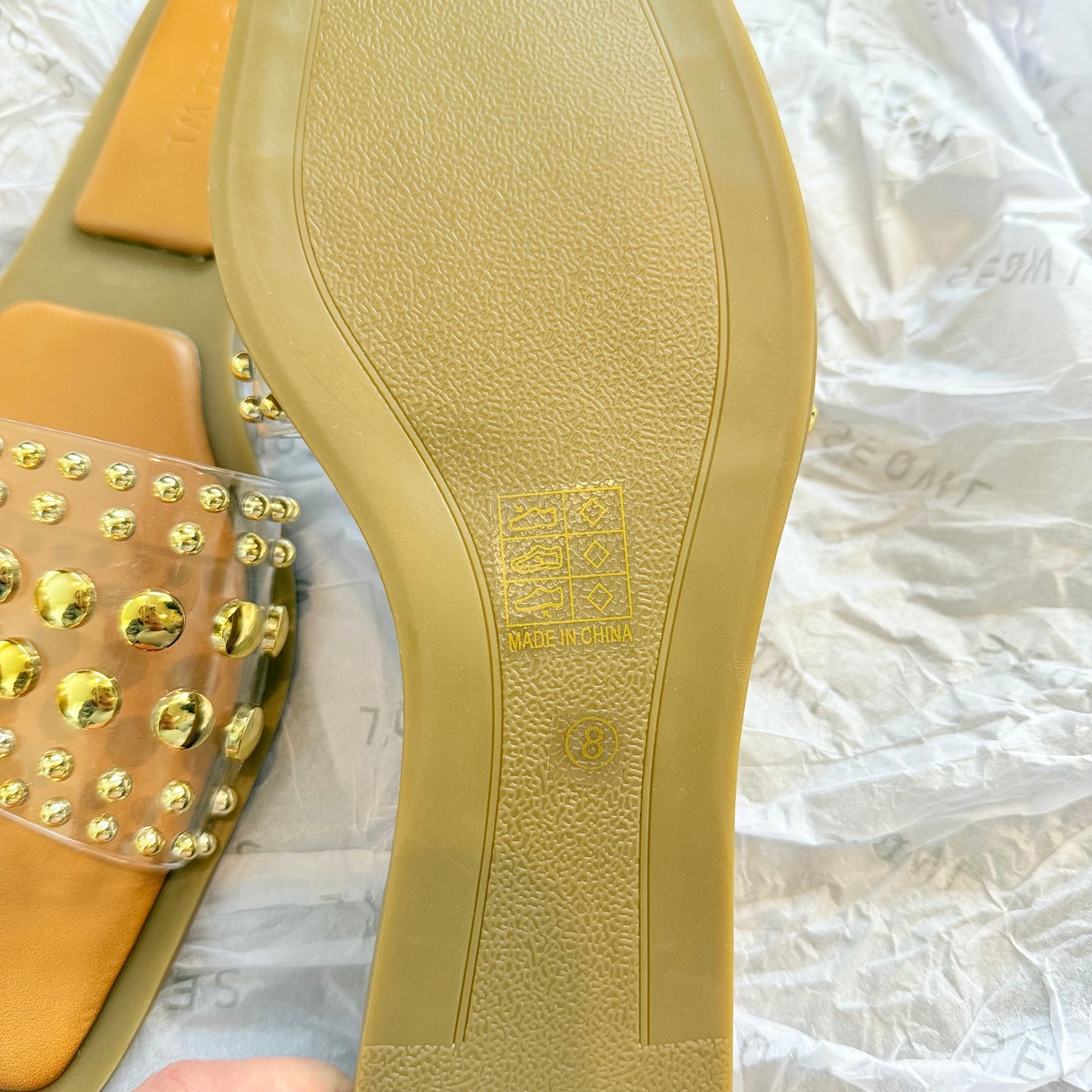SEQWL Women's Studded Clear Strap Sandals - Size 41