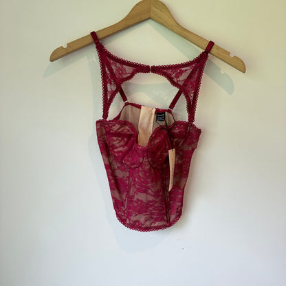 SHEINBAE Lace Bustier Top Deep Crimson Red Size M