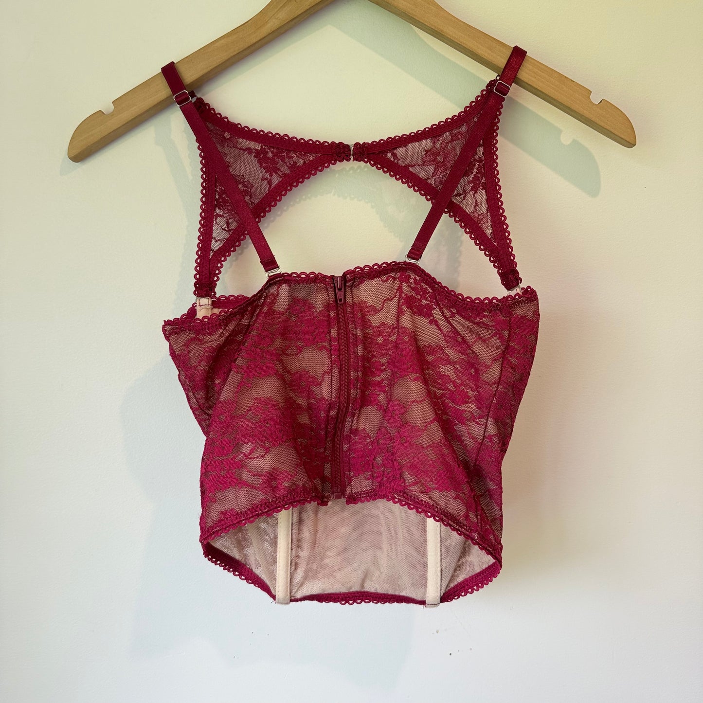 SHEINBAE Lace Bustier Top Deep Crimson Red Size M