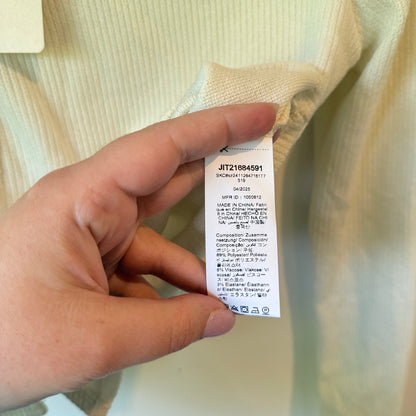 SHEIN BASICS Ribbed Long Sleeve Cropped Cardigan Top in Cream - Size L