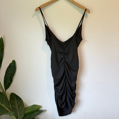 SHEIN Black Ruched Cut-Out Bodycon Mini Dress - Size L