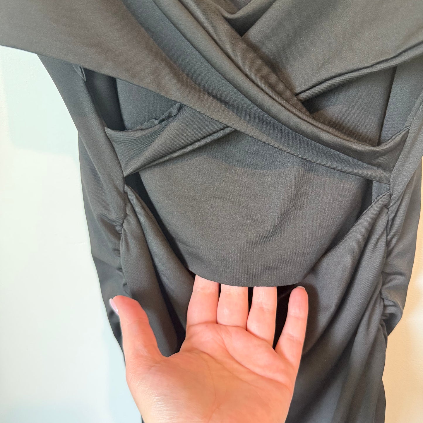 SHEIN Black Ruched Cut-Out Bodycon Mini Dress - Size L