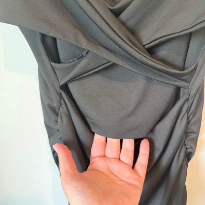 SHEIN Black Ruched Cut-Out Bodycon Mini Dress - Size L