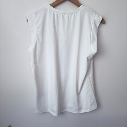 SHEIN Graphic Feather Tank Top White Size L