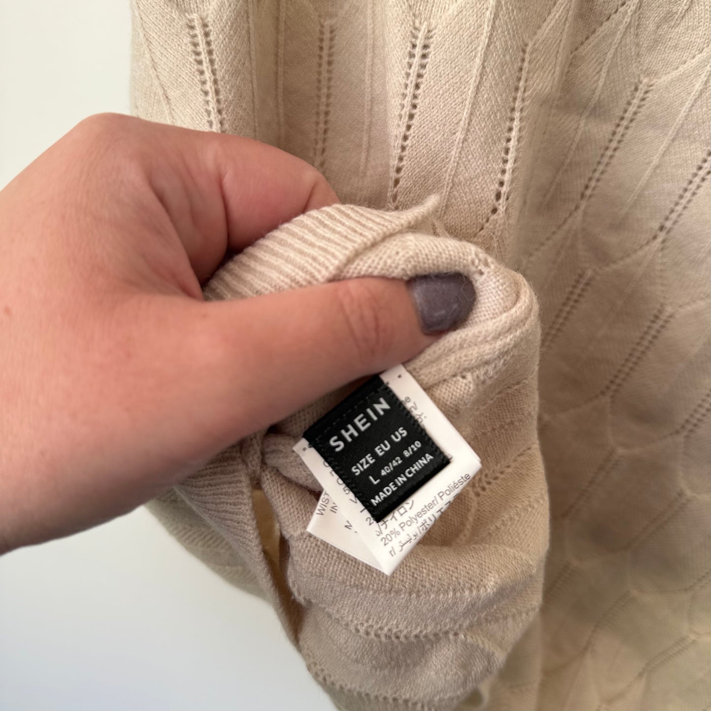 SHEIN Knitted Camisole Top Beige - Size L