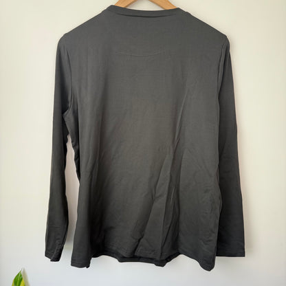 SHEIN Long Sleeve T-Shirt Flag Graphic Black - Size L