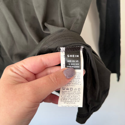 SHEIN Long Sleeve T-Shirt Flag Graphic Black - Size L